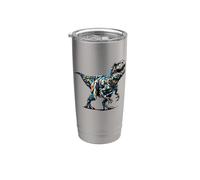 Polygon Art T-Rex Dinosaurio Tyrannosaurus Rex Vaso térmico de acero inoxidable de doble pared