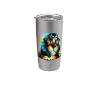 Polygon Art Tibetan Mastiff Vaso térmico de acero inoxidable de doble pared