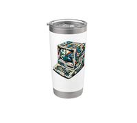 Polygon Art Vintage Computer Old School PC Vaso térmico de acero inoxidable de doble pared