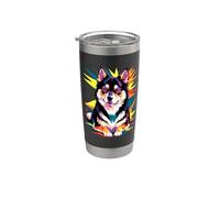 Polygonal Abstract Art Alaskan Klee Kai Vaso térmico de acero inoxidable de doble pared