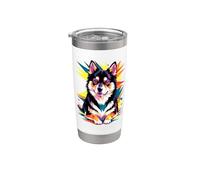 Polygonal Abstract Art Alaskan Klee Kai Vaso térmico de acero inoxidable de doble pared