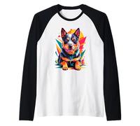 Polygonal Abstract Art Australian Cattle Dog Camiseta Manga Raglan