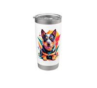 Polygonal Abstract Art Australian Cattle Dog Vaso térmico de acero inoxidable de doble pared