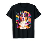 Polygonal Abstract Art Australian Shepherd Aussie Dog Camiseta