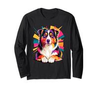 Polygonal Abstract Art Australian Shepherd Aussie Dog Manga Larga