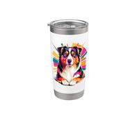 Polygonal Abstract Art Australian Shepherd Aussie Dog Vaso térmico de acero inoxidable de doble pared