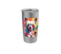 Polygonal Abstract Art Chinese Crested Dog Crestie Vaso térmico de acero inoxidable de doble pared