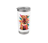 Polygonal Abstract Art Chinese Shar-Pei Shar Pei Vaso térmico de acero inoxidable de doble pared