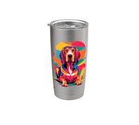 Polygonal Abstract Art Coonhound Coon Dog Vaso térmico de acero inoxidable de doble pared