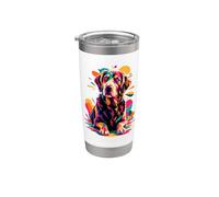 Polygonal Abstract Art Curly-Coated Retriever Vaso térmico de acero inoxidable de doble pared