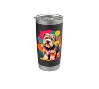 Polygonal Abstract Art Dandie Dinmont Terrier Vaso térmico de acero inoxidable de doble pared