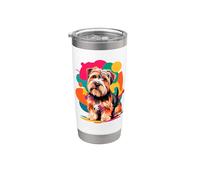 Polygonal Abstract Art Dandie Dinmont Terrier Vaso térmico de acero inoxidable de doble pared