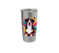 Polygonal Abstract Art Entlebucher Mountain Dog Vaso térmico de acero inoxidable de doble pared