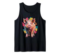 Polygonal Abstract Art Granjero de Cerdos Granja Camiseta sin Mangas