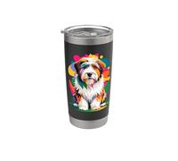 Polygonal Abstract Art Polish Lowland Sheepdog Vaso térmico de acero inoxidable de doble pared