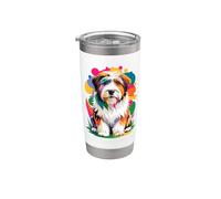 Polygonal Abstract Art Polish Lowland Sheepdog Vaso térmico de acero inoxidable de doble pared