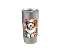 Polygonal Abstract Art Polish Lowland Sheepdog Vaso térmico de acero inoxidable de doble pared
