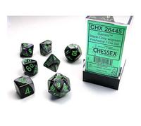 Polyhedral Dice: Gemini - Black-Grey with Green (7) (Importación USA)