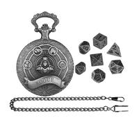 Polyhedral Dice with Pocket Watch Case, Vintage Metal Charm, Retro Chain colgante, Tiny Dice for Tabletop Games, Unique Gift for Game Lovers, Stylish Portable Accessory, Se référer au descriptif,