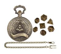 Polyhedral Dice with Pocket Watch Case, Vintage Metal Charm, Retro Chain colgante, Tiny Dice for Tabletop Games, Unique Gift for Game Lovers, Stylish Portable Accessory, Se référer au descriptif,