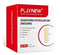 POLYNEW Xeroform - Apósito de petrolato de 1 x 8 pulgadas, 52 unidades de gasa no adherente para heridas de baja exudación, almohadillas de gasa de malla fina para quemaduras, abrasiones,
