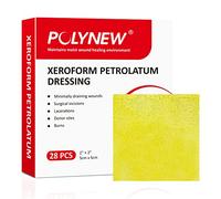 POLYNEW Xeroform - Apósito de petrolato de 2 x 2 pulgadas, 28 unidades de gasa no adherente para heridas de baja exudación, almohadillas de gasa de malla fina para quemaduras, abrasiones,
