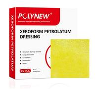 POLYNEW Xeroform - Apósito de petrolato de 4 x 4 pulgadas, 25 unidades de gasa no adherente para heridas de baja exudación, almohadillas de gasa de malla fina para quemaduras, abrasiones,