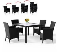 Polyrattan Grupo de Asientos de Jardín Milan 5-pcs Negro