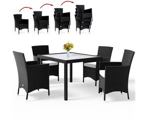 Polyrattan Grupo de Asientos de Jardín Milan 5-pcs Negro