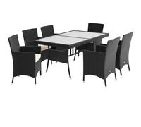 Polyrattan Grupo de Asientos de Jardín Nice 7-pcs Cristal Esmerilado Negro