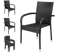 Polyrattan Silla Apilable Confort Juego de 4 Negro