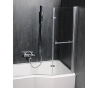 Polysan Odessa mampara de bañera 97 cm dos piezas plata brillo/vidrio transparente 37127