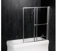 Polysan Olbia mampara de bañera 123 cm dos piezas plata brillo/vidrio transparente 30317