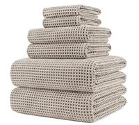 Polyte - 430 gsm Juego de Toallas de baño de Microfibra antipelusa - Secado rápido - Punto gofrado - Grande: 152,4 x 76,2 cm - Pack de 6