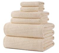 Polyte - 430 gsm Juego de Toallas de baño de Microfibra antipelusa - Secado rápido - Punto gofrado - Grande: 152,4 x 76,2 cm - Pack de 6