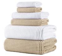 Polyte - 430 gsm Juego de Toallas de baño de Microfibra antipelusa - Secado rápido - Punto gofrado - Grande: 152,4 x 76,2 cm - Pack de 6