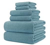 Polyte - 430 gsm Juego de Toallas de baño de Microfibra antipelusa - Secado rápido - Punto gofrado - Grande: 152,4 x 76,2 cm - Pack de 6