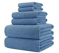 Polyte - 430 gsm Juego de Toallas de baño de Microfibra antipelusa - Secado rápido - Punto gofrado - Grande: 152,4 x 76,2 cm - Pack de 6