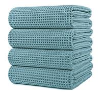 Polyte - 430 gsm Toalla de baño de Microfibra antipelusa - Secado rápido - Punto gofrado - Grande: 152,4 x 76,2 cm - Pack de 4