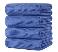 Polyte - 430 gsm Toalla de baño de Microfibra antipelusa - Secado rápido - Punto gofrado - Grande: 152,4 x 76,2 cm - Pack de 4