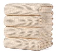 Polyte - 430 gsm Toalla de baño de Microfibra antipelusa - Secado rápido - Punto gofrado - Grande: 152,4 x 76,2 cm - Pack de 4