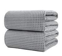 Polyte - 430 gsm Toalla de baño de Microfibra - Sin Pelusa y de Secado rápido - Estructura de gofre - Muy Grande - 88,9 x 177,8 cm - 2 Unidades