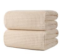 Polyte - 430 gsm Toalla de baño de Microfibra - Sin Pelusa y de Secado rápido - Estructura de gofre - Muy Grande - 88,9 x 177,8 cm - 2 Unidades