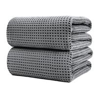 Polyte - 430 gsm Toalla de baño de Microfibra - Sin Pelusa y de Secado rápido - Estructura de gofre - Muy Grande - 88,9 x 177,8 cm - 2 Unidades