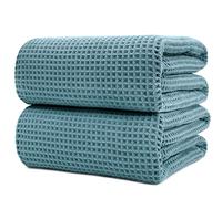 Polyte - 430 gsm Toalla de baño de Microfibra - Sin Pelusa y de Secado rápido - Estructura de gofre - Muy Grande - 88,9 x 177,8 cm - 2 Unidades