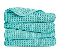 Polyte - 430 gsm Toalla de Manos de Microfibra superabsorbente antipelusa - Secado rápido - Punto gofrado - 40,6 x 76,2 cm - Pack de 4