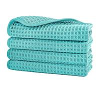 Polyte - 430 gsm Toalla para la Cara de Microfibra superabsorbente antipelusa - Punto gofrado - 33 x 33 cm - Pack de 4