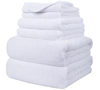 Polyte - Juego de Toallas de baño de Microfibra Felpa y antipelusa - Secado rápido - Pack de 6 (Blanco)