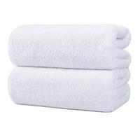Polyte - Toalla de baño de Microfibra antipelusa - Secado rápido - Premium - 88,9 x 177,8 cm - Pack de 2 (Blanco)