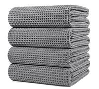 Polyte - Toalla de baño de Microfibra antipelusa - Secado rápido - Punto gofrado - Grande: 152,4 x 76,2 cm - Pack de 4